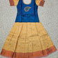 Kids pattu pavadai set with blue semi silk top and cream bridal silk skirt by Sri Thulir Tex