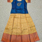 Kids pattu pavadai set with blue semi silk top and cream bridal silk skirt by Sri Thulir Tex