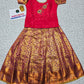 Kids pattu pavadai set with pink semi silk top and gold bridal silk skirt by Sri Thulir Tex