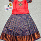 Kids pattu pavadai set with pink semi silk top and navy blue bridal silk skirt by Sri Thulir Tex