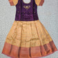Kids pattu pavadai set with purple semi silk top and cream bridal silk skirt by Sri Thulir Tex