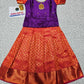 Kids pattu pavadai set with purple semi silk top and orange bridal silk skirt by Sri Thulir Tex