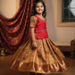Kids Pattu Pavadai Set with red semi silk top and gold soft silk skirt – Sri Thulir Tex