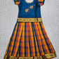 Kids teal blue top with orange navy yellow checked Palum Palam skirt pattu pavadai – Sri Thulir Tex