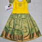 Kids Yellow and Green Pattu Pavadai Set with Semi Silk Top and Bridal Silk Skirt – Traditional South Indian Dress