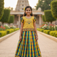 Kids yellow top with brown teal yellow Palum Palam checked pattu pavadai set – Sri Thulir Tex
