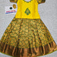Kids yellow semi silk top with green bridal silk zari skirt – Pattu Pavadai Set – Sri Thulir Tex