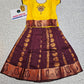 Kids yellow top and maroon emboss skirt pattu pavadai set – Sri Thulir Tex