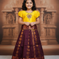 Kids yellow top and maroon emboss skirt pattu pavadai set – Sri Thulir Tex
