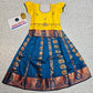 Kids pattu pavadai with yellow top and royal blue emboss skirt – Sri Thulir Tex