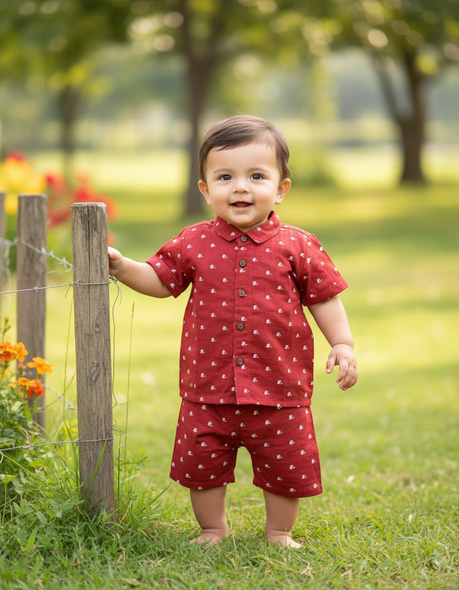 Pack of 3 muslin button jabla tops for 6–12 month babies in multi printed designs – Sri Thulir Tex