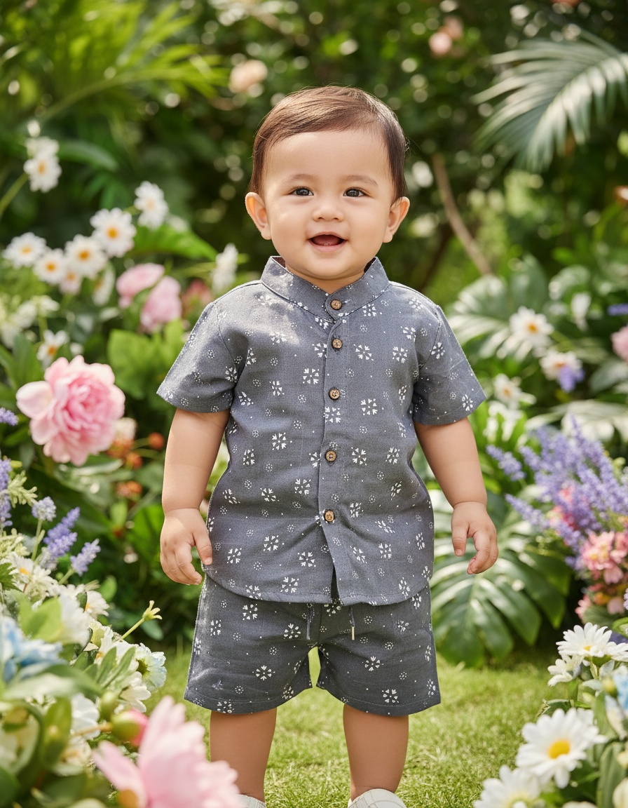 Pack of 3 multi-printed muslin button jabla tops for 6–12 month babies – Sri Thulir Tex