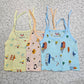 Pack of 3 newborn muslin rope type jabla tops in yellow, peach, and blue with multi printed designs.