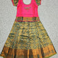 Pink and green silk pattu pavadai for girls with bow embroidery blouse and zari border skirt – Sri Thulir Tex