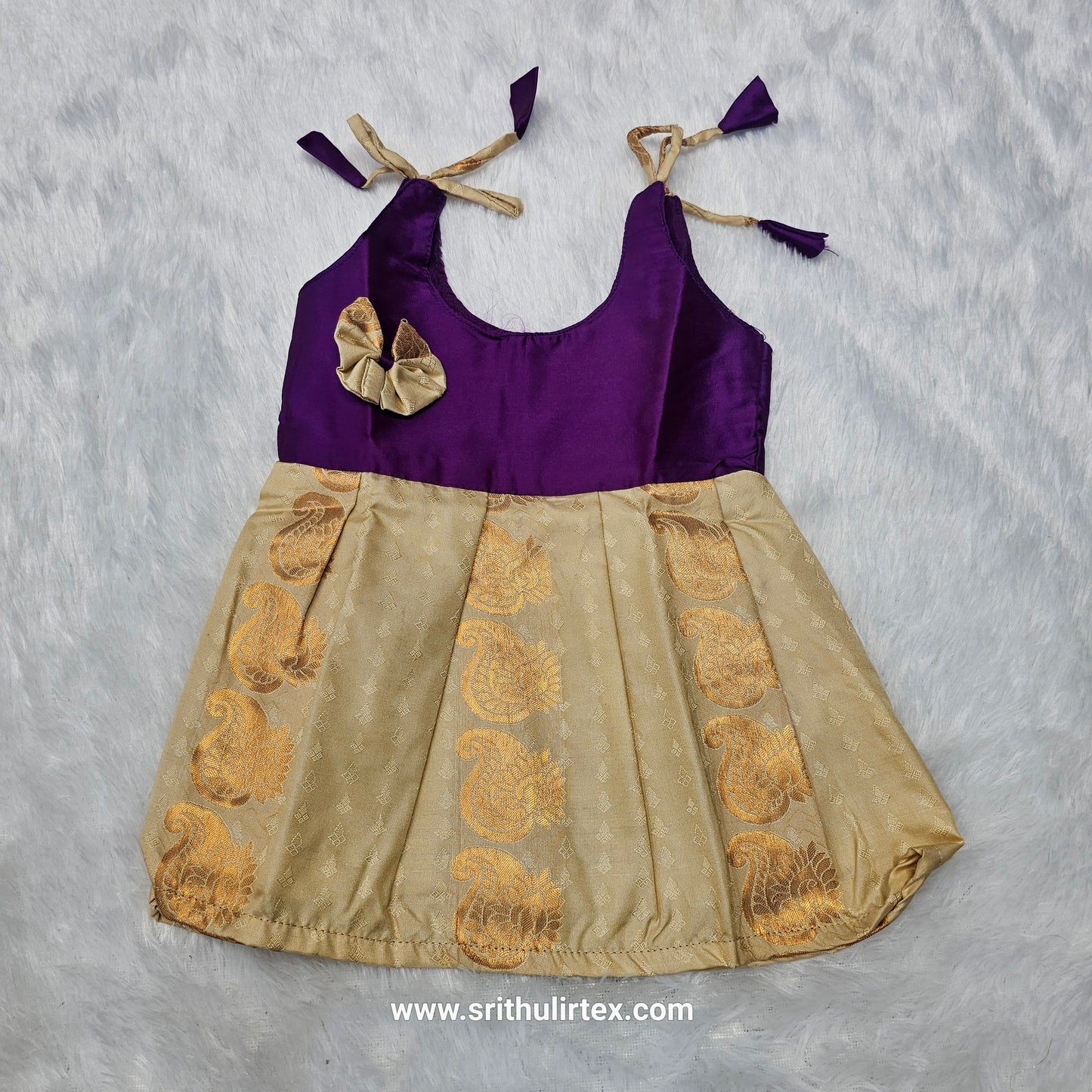 (Price: 189) Traditional Semi Silk Baby Frock – 5 Months | Sri Thulir Tex (Batch 1)