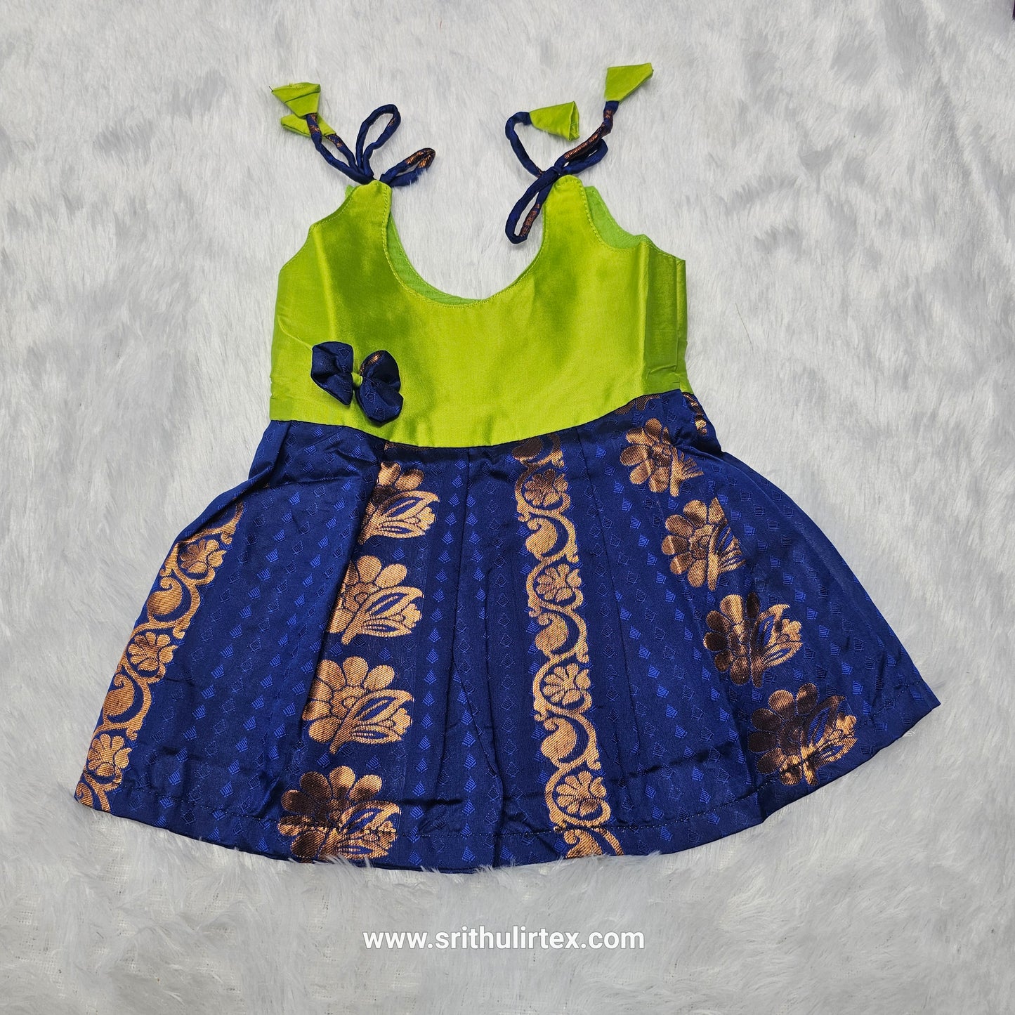 (Price: 189) Traditional Semi Silk Baby Frock – 5 Months | Sri Thulir Tex (Batch 1)