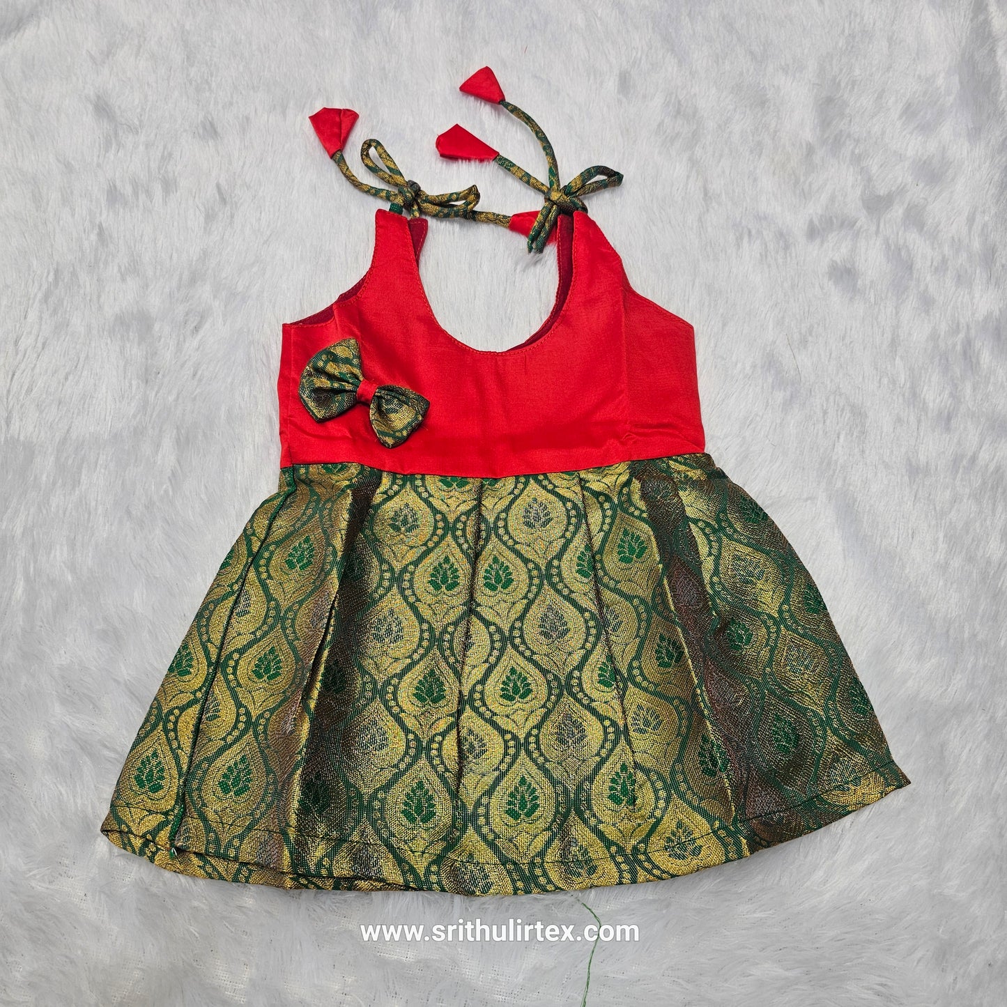 (Price: 189) Traditional Semi Silk Baby Frock – 5 Months | Sri Thulir Tex (Batch 1)