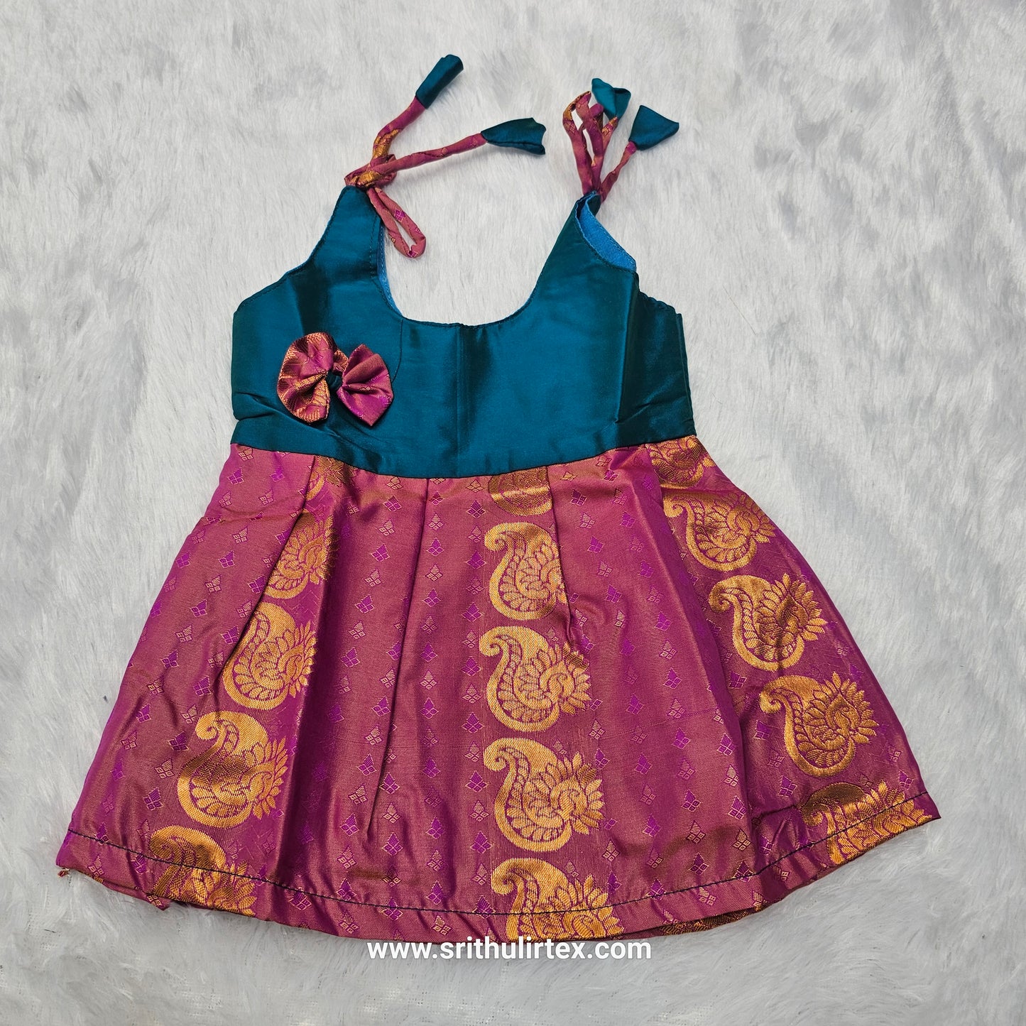 (Price: 189) Traditional Semi Silk Baby Frock – 5 Months | Sri Thulir Tex (Batch 1)