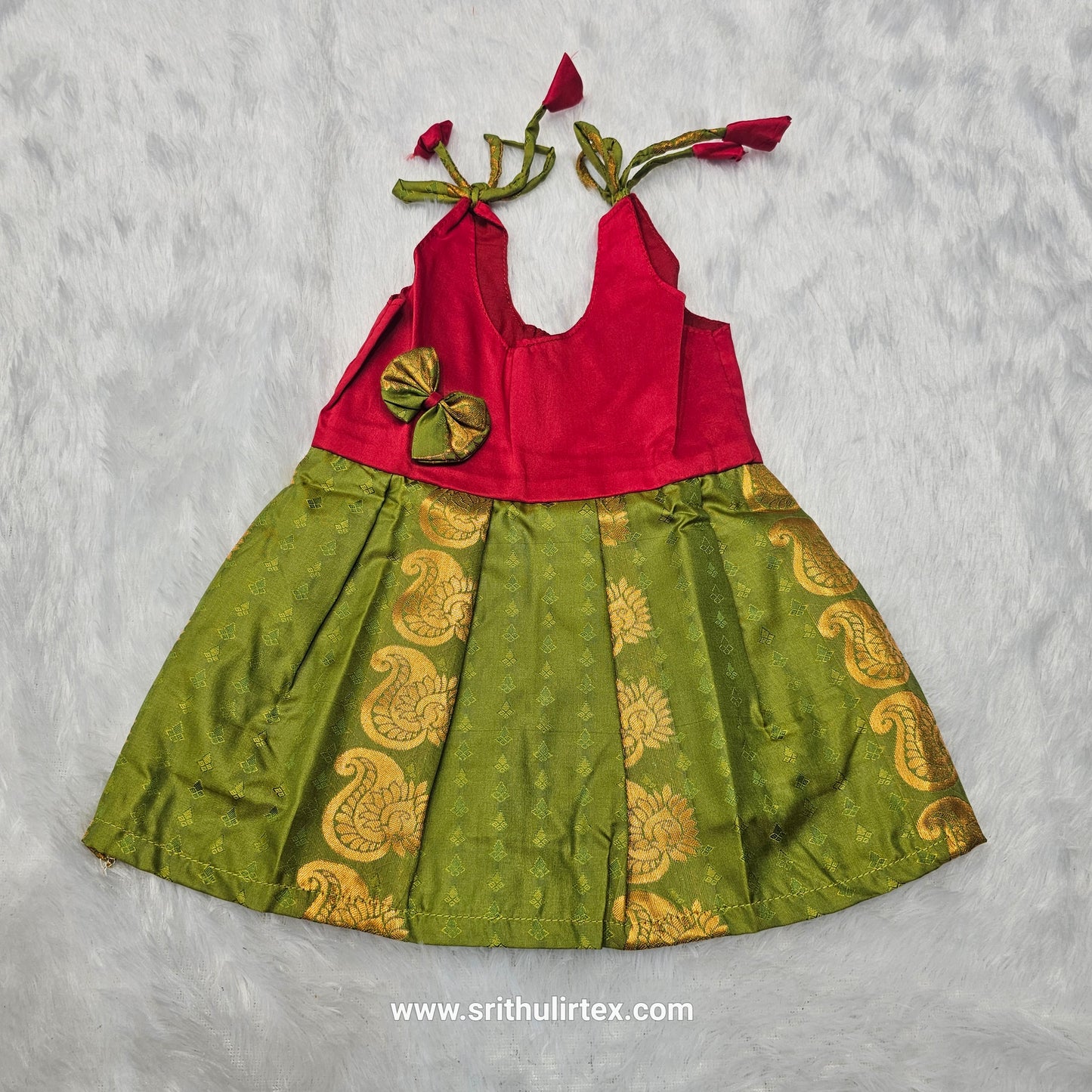 (Price: 189) Traditional Semi Silk Baby Frock – 5 Months | Sri Thulir Tex (Batch 1)