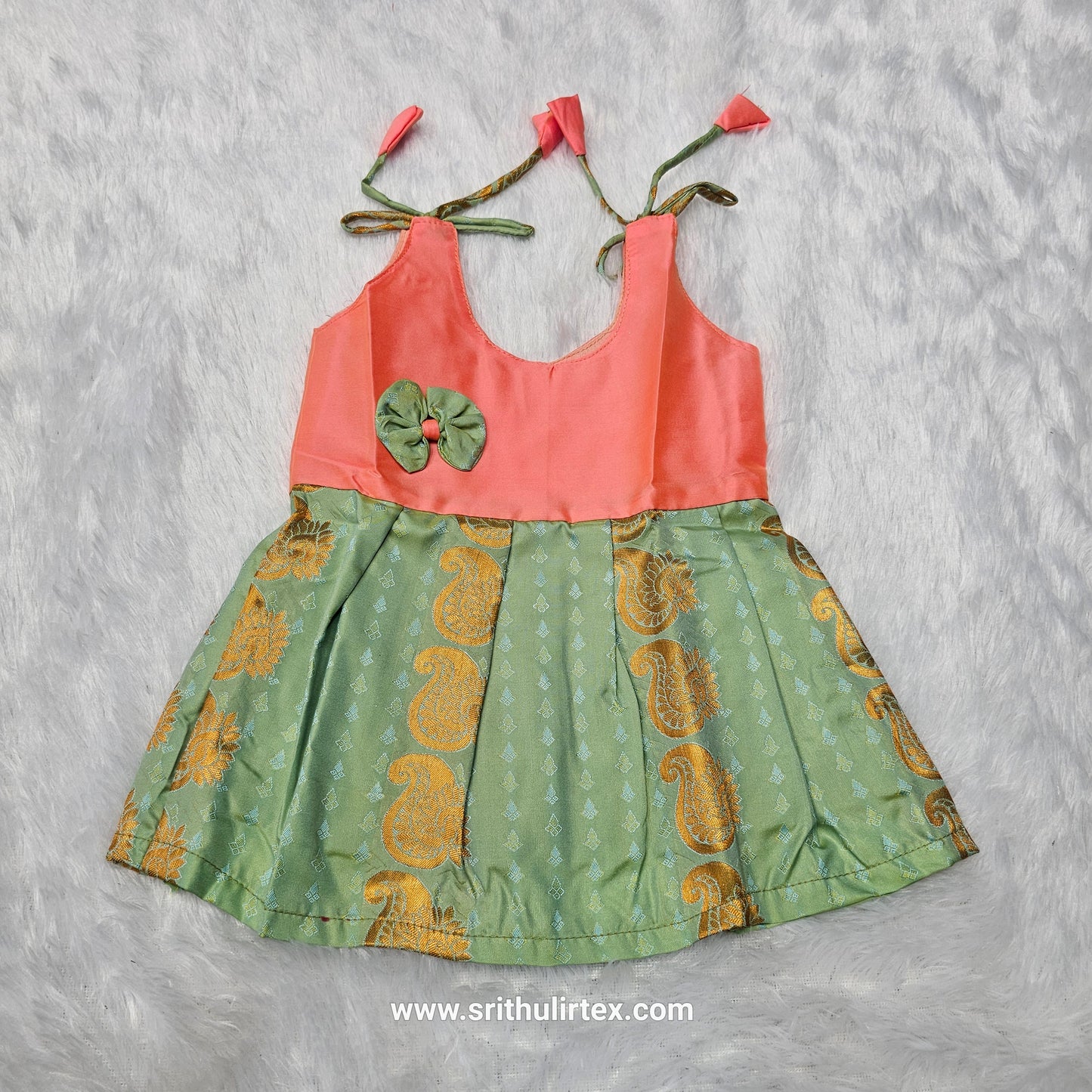 (Price: 189) Traditional Semi Silk Baby Frock – 5 Months | Sri Thulir Tex (Batch 1)