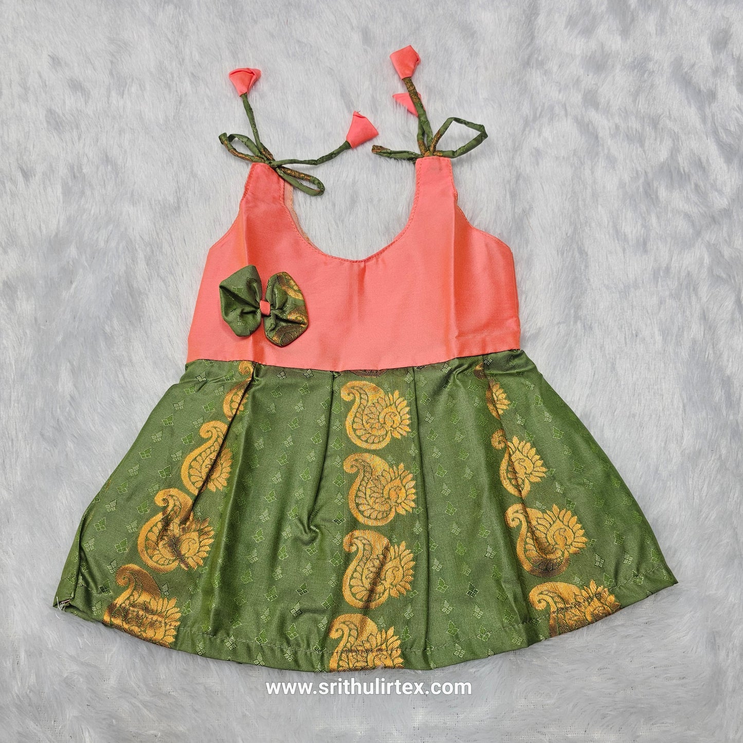 (Price: 189) Traditional Semi Silk Baby Frock – 5 Months | Sri Thulir Tex (Batch 1)