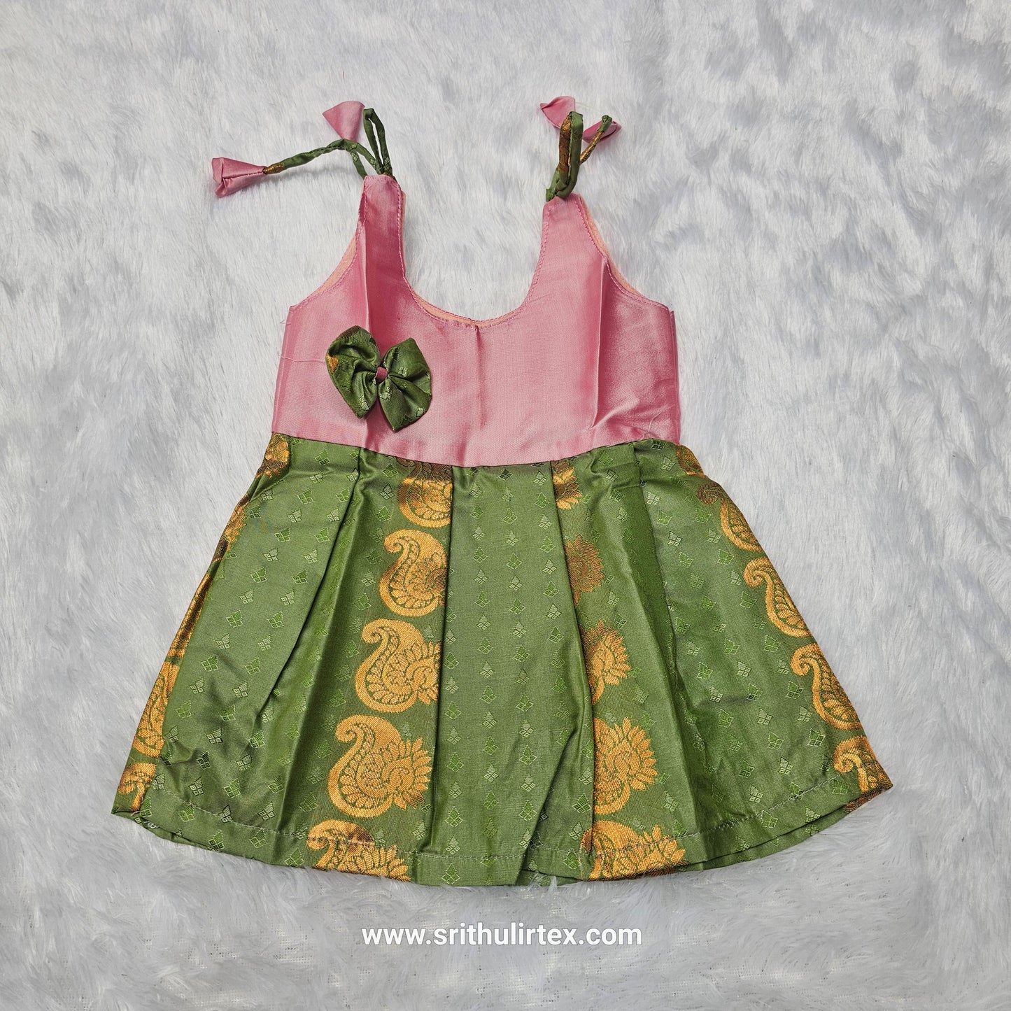 (Price: 189) Traditional Semi Silk Baby Frock – 5 Months | Sri Thulir Tex (Batch 1)