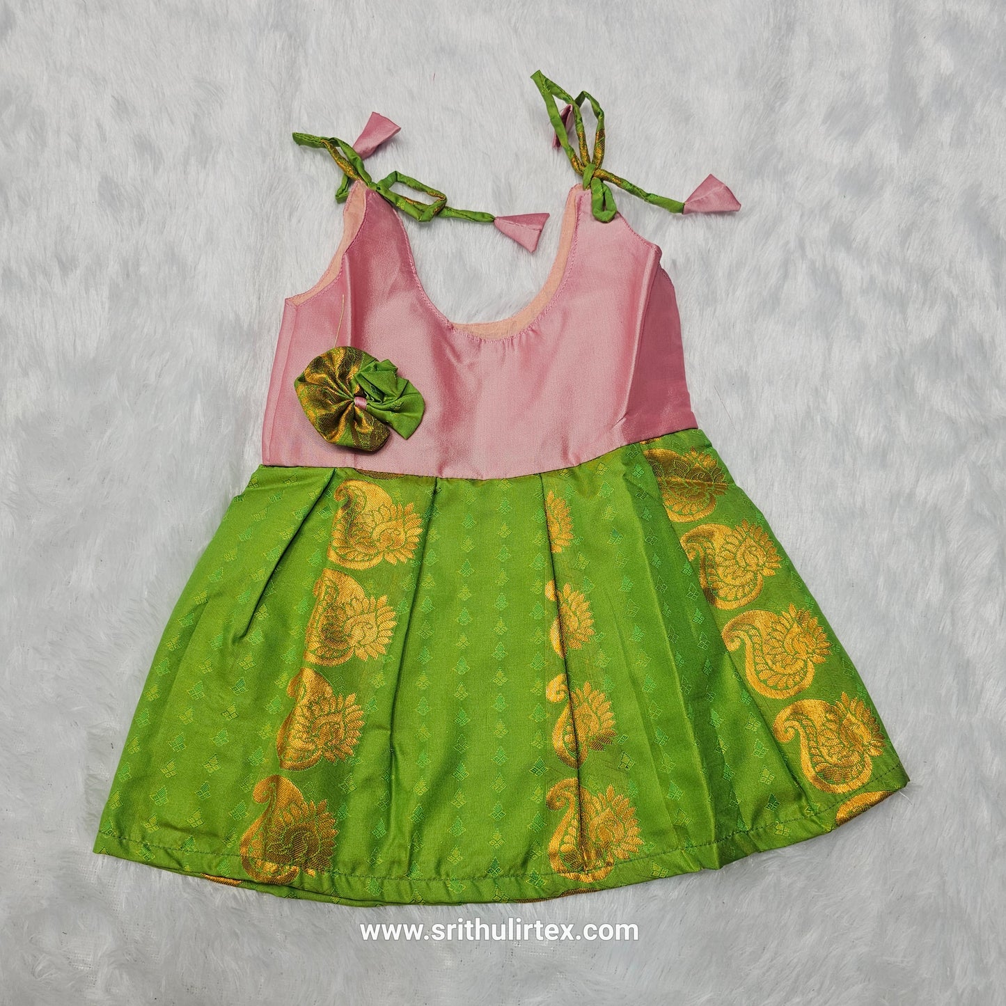 (Price: 189) Traditional Semi Silk Baby Frock – 5 Months | Sri Thulir Tex (Batch 1)