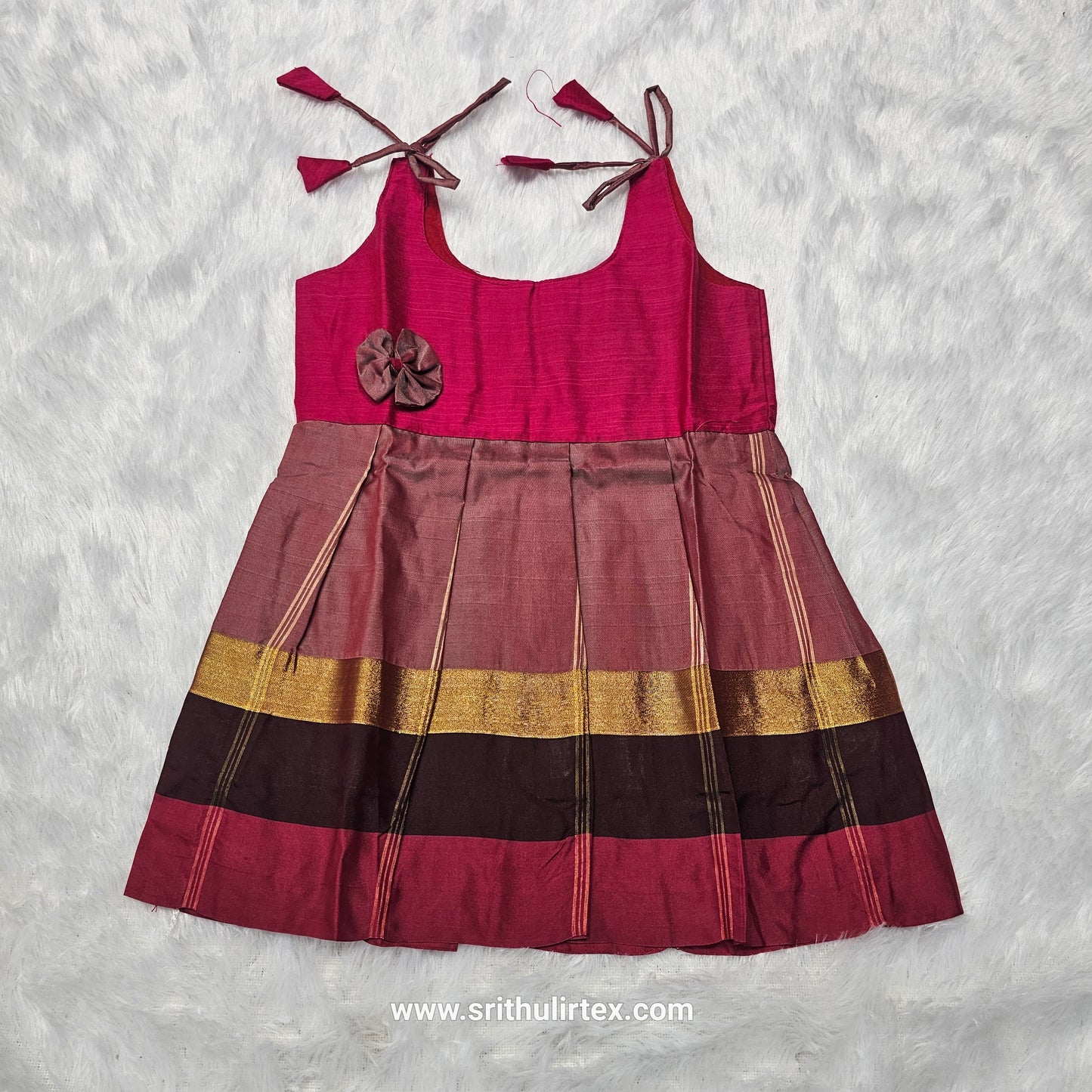 7 Month To 12 Month Baby Silk Frock Multi-Colour Border | Rope Type Design | Sri Thulir Tex (Batch-1)