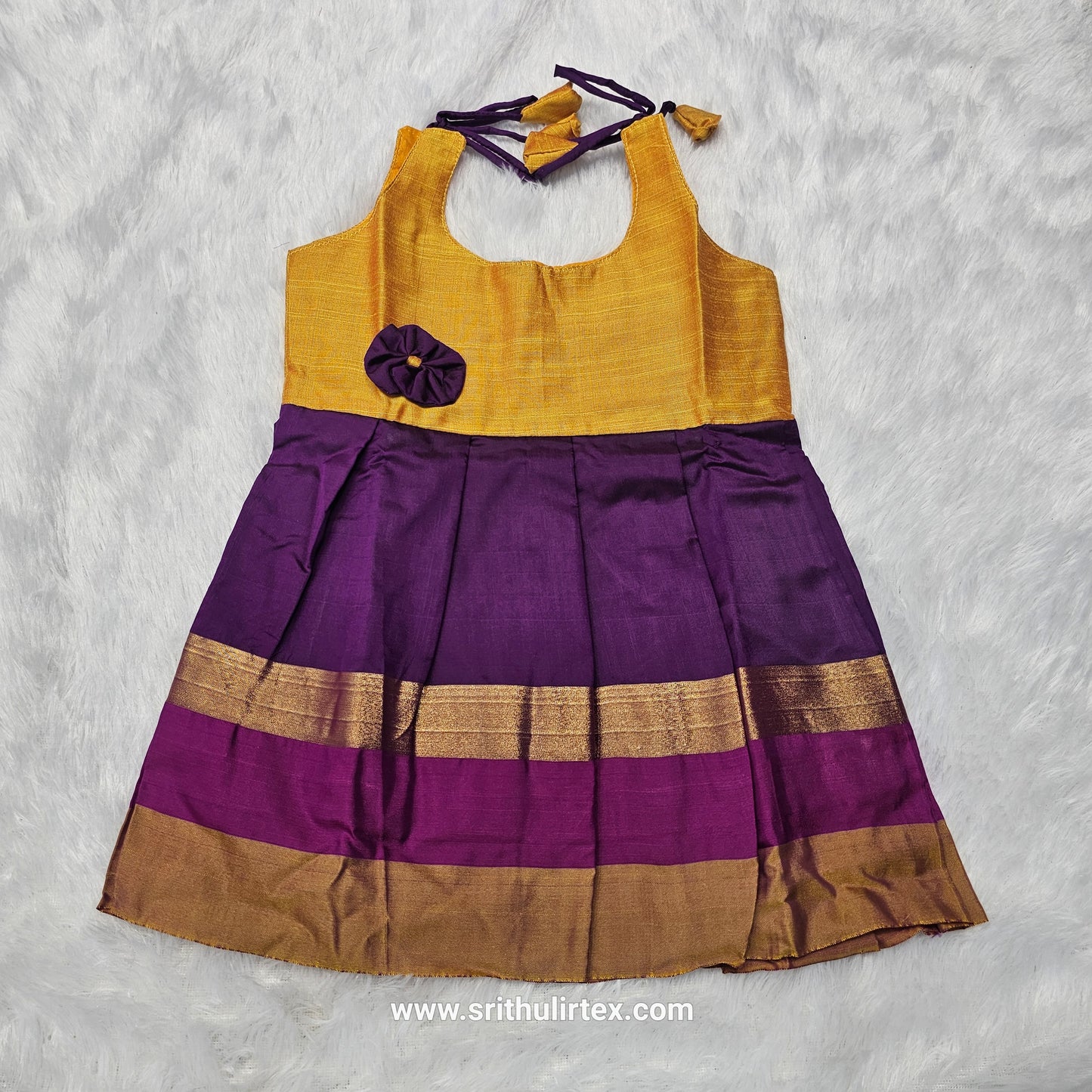 7 Month To 12 Month Baby Silk Frock Multi-Colour Border | Rope Type Design | Sri Thulir Tex (Batch-1)