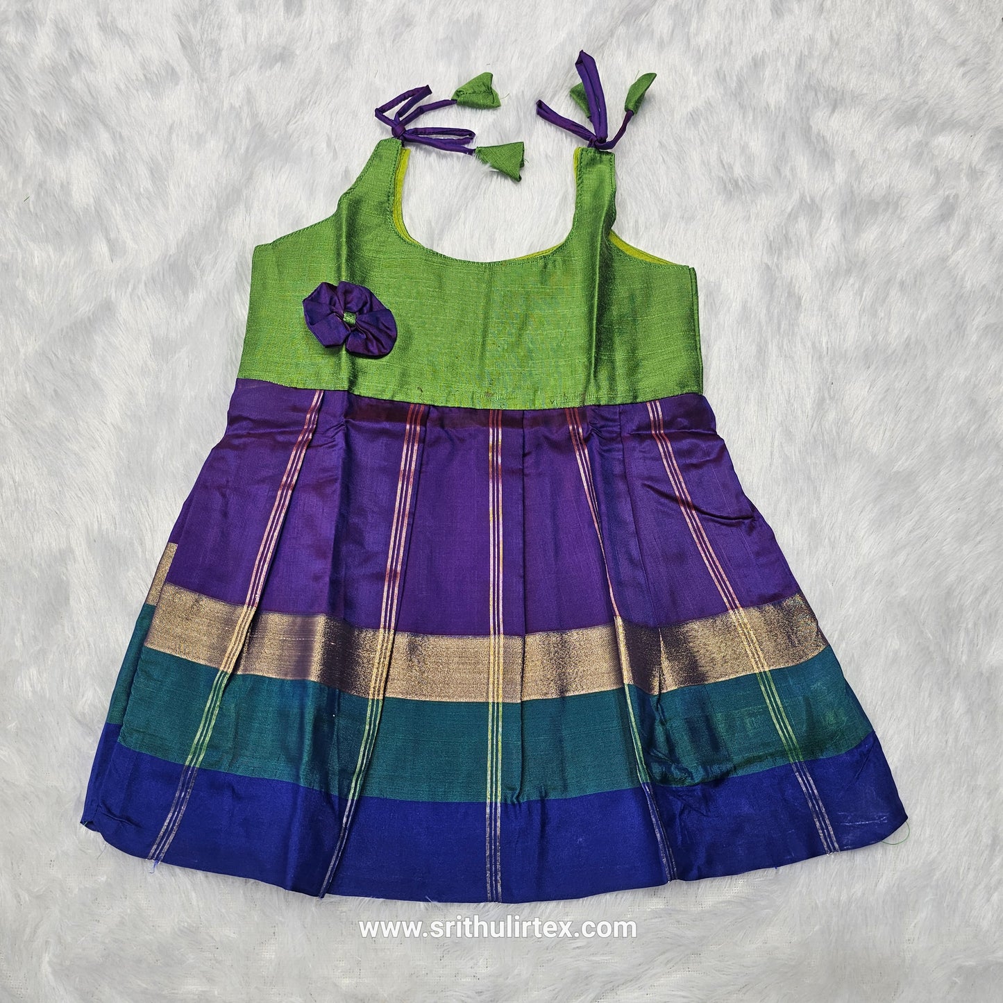7 Month To 12 Month Baby Silk Frock Multi-Colour Border | Rope Type Design | Sri Thulir Tex (Batch-1)