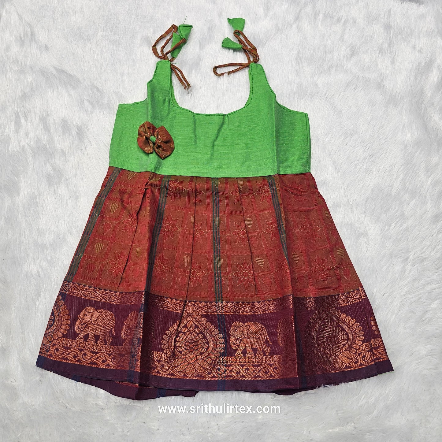 7 Month To 12 Month Baby Silk Frock Multi-Colour Border | Rope Type Design | Sri Thulir Tex (Batch-2)