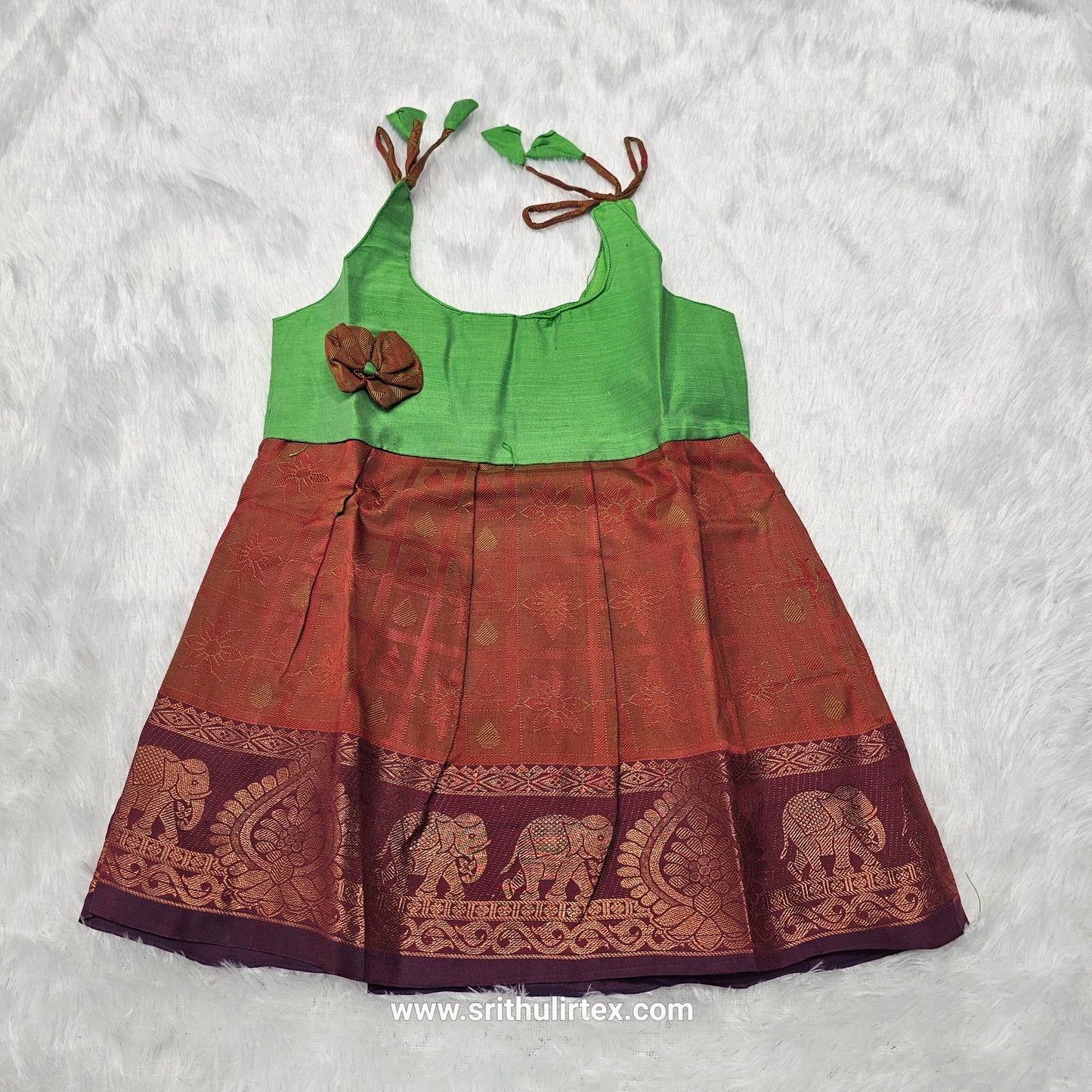 7 Month To 12 Month Baby Silk Frock Multi-Colour Border | Rope Type Design | Sri Thulir Tex (Batch-2)