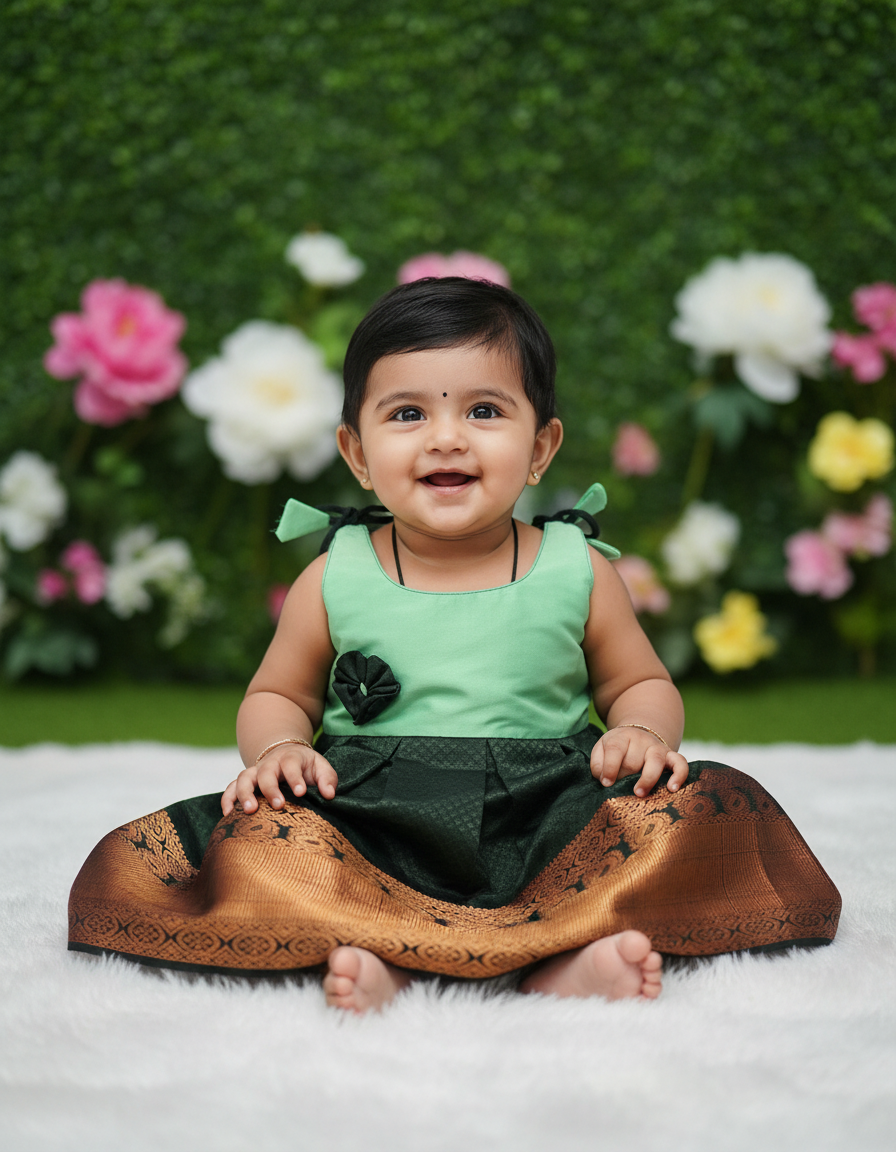 (Price: 300) 7 Month To 12 Month Baby Frock | Rope Type Design | Sri Thulir Tex (Batch-3)