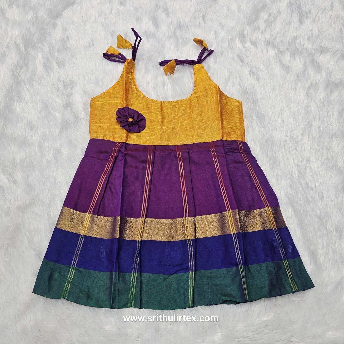 7 Month To 12 Month Baby Silk Frock Multi-Colour Border | Rope Type Design | Sri Thulir Tex (Batch-4)