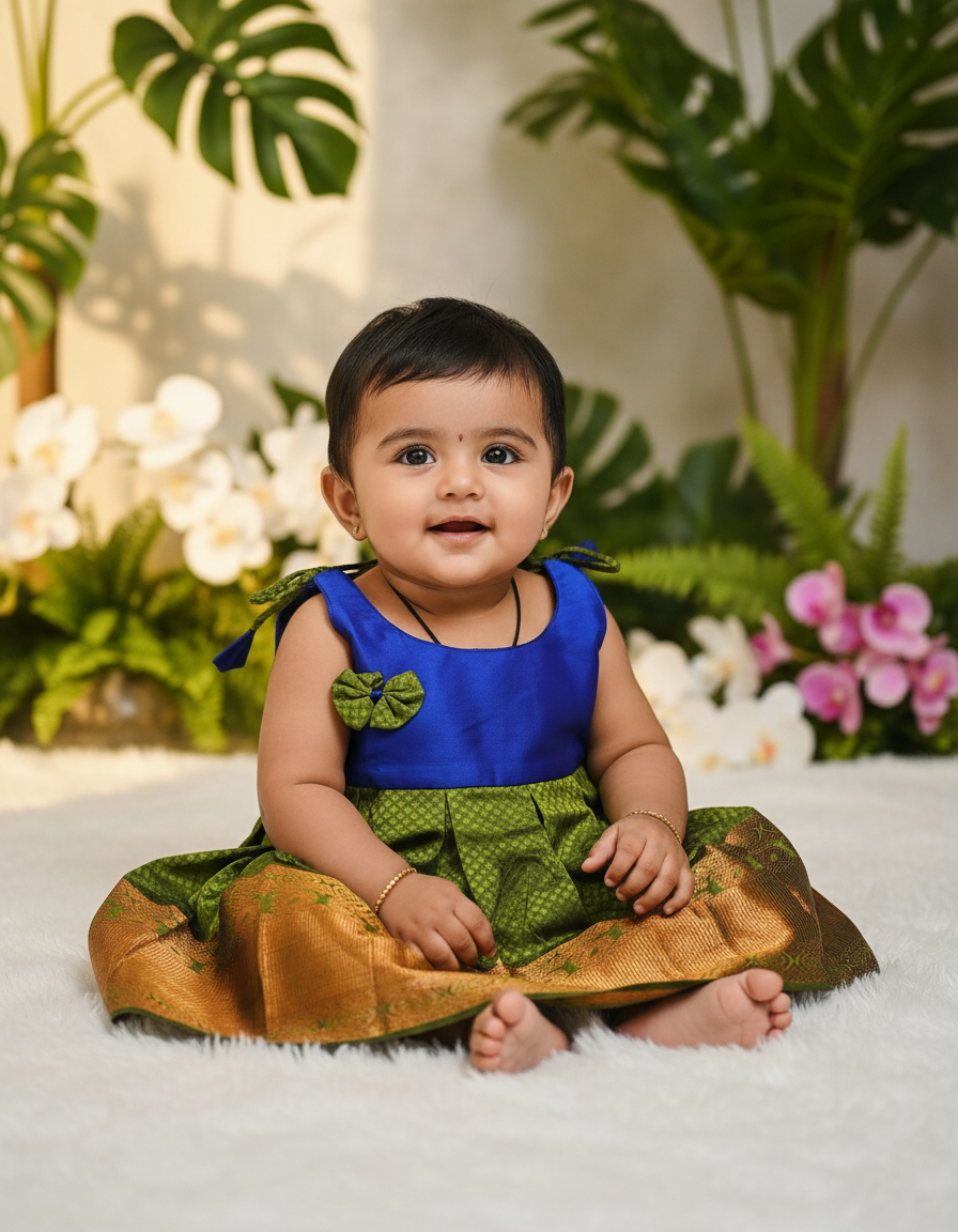 (Price: 300) 7 Month To 12 Month Baby Frock | Rope Type Design | Sri Thulir Tex (Batch-2)