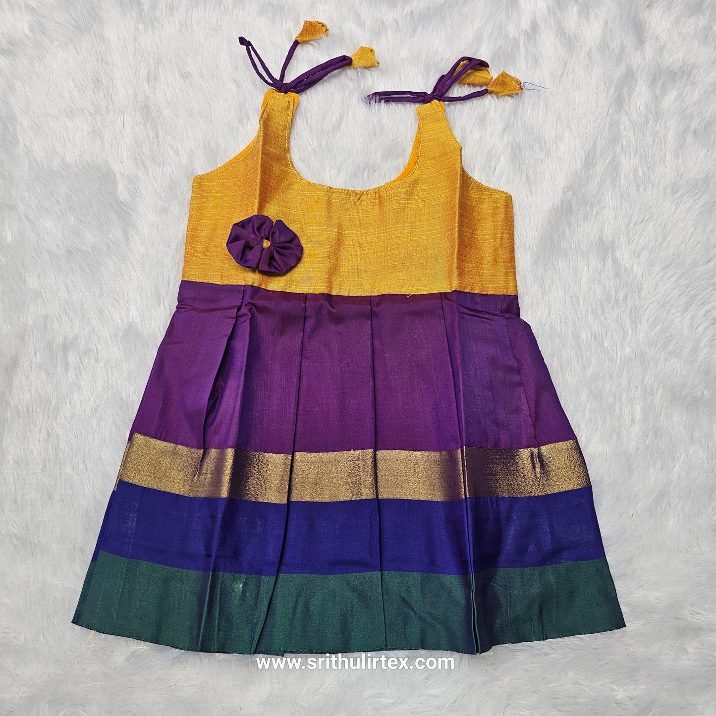 7 Month To 12 Month Baby Silk Frock Multi-Colour Border | Rope Type Design | Sri Thulir Tex (Batch-4)