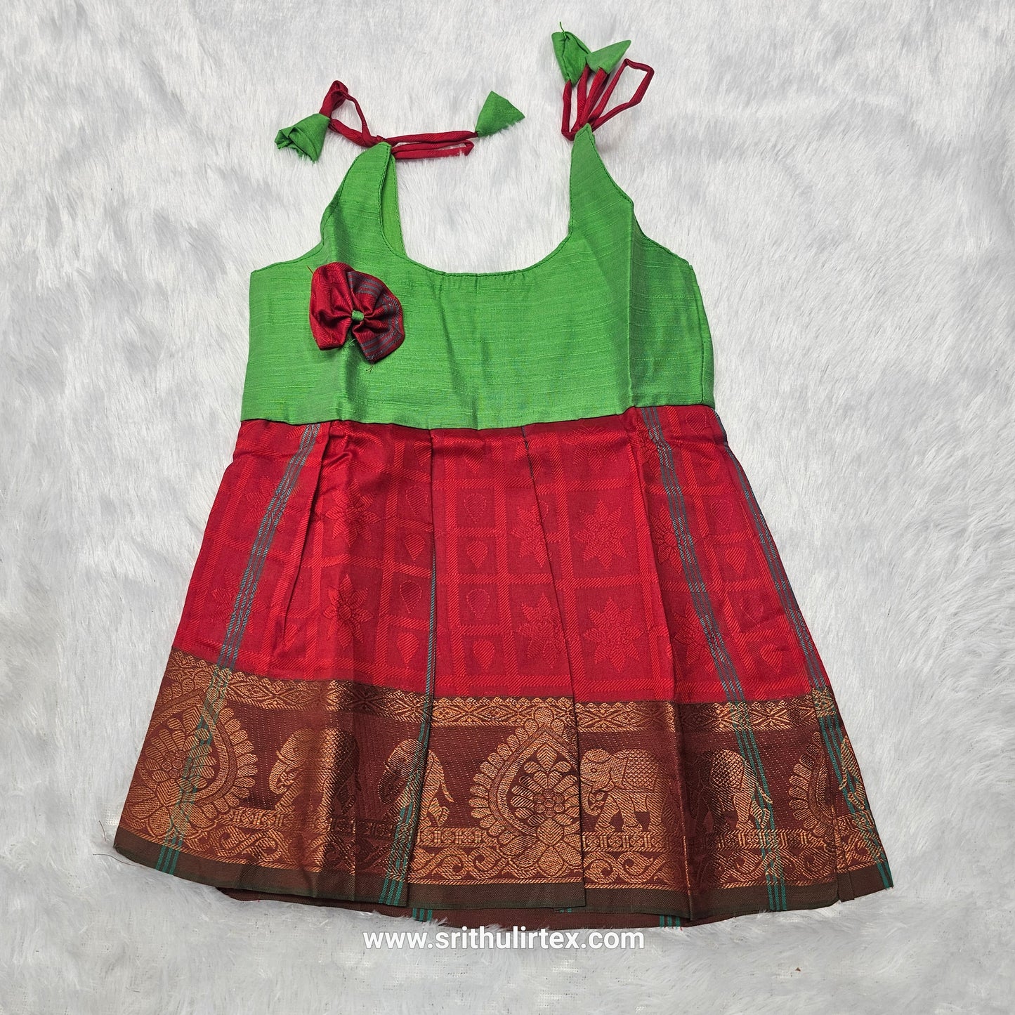 7 Month To 12 Month Baby Silk Frock Multi-Colour Border | Rope Type Design | Sri Thulir Tex (Batch-2)