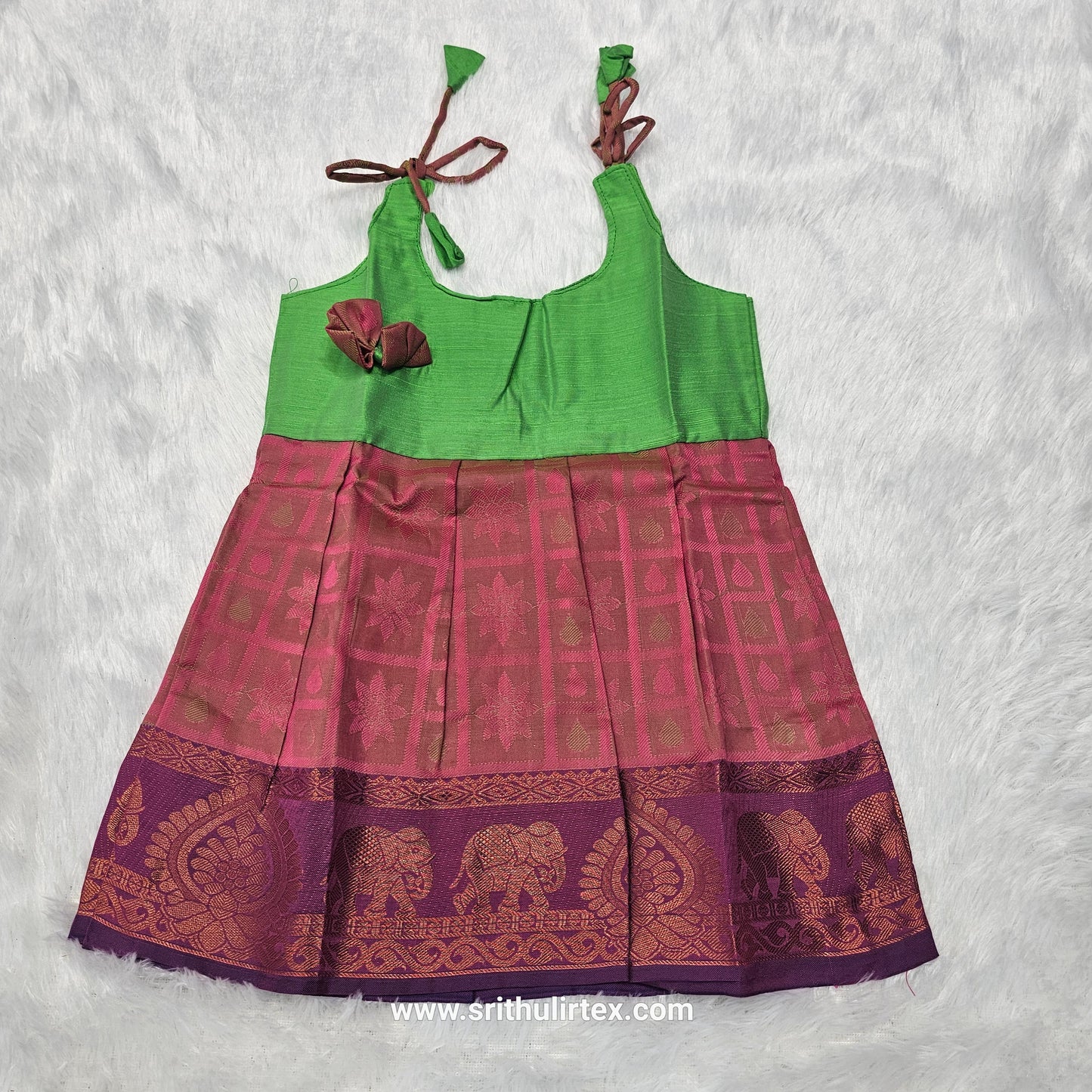 7 Month To 12 Month Baby Silk Frock Multi-Colour Border | Rope Type Design | Sri Thulir Tex (Batch-2)