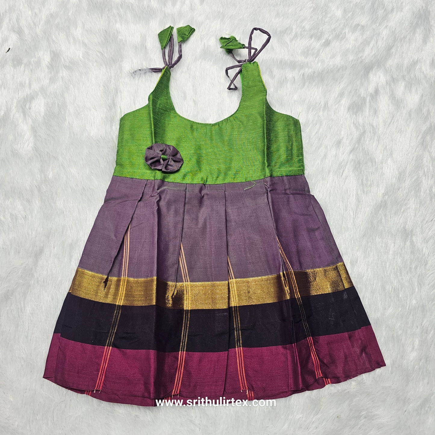 7 Month To 12 Month Baby Silk Frock Multi-Colour Border | Rope Type Design | Sri Thulir Tex (Batch-4)