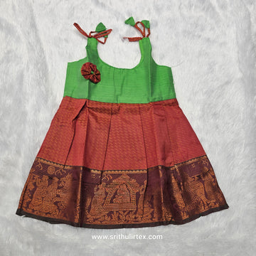 7 Month To 12 Month Baby Silk Frock Multi-Colour Border | Rope Type Design | Sri Thulir Tex (Batch-2)