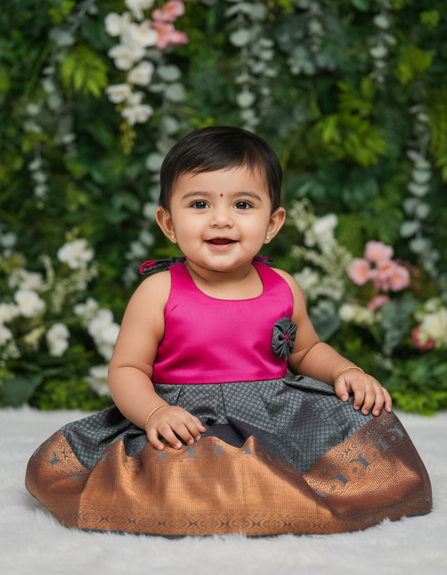 (Price: 300) 7 Month To 12 Month Baby Frock | Rope Type Design | Sri Thulir Tex (Batch-4)