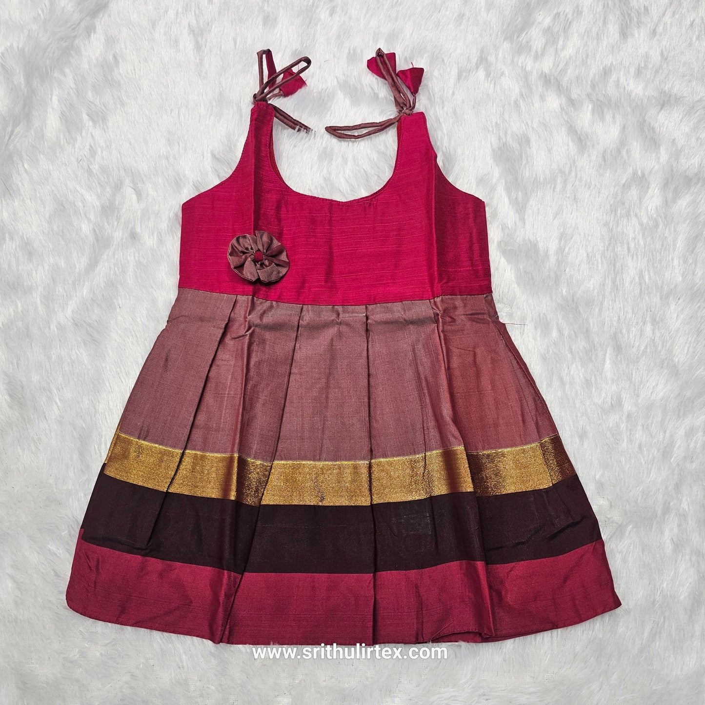 7 Month To 12 Month Baby Silk Frock Multi-Colour Border | Rope Type Design | Sri Thulir Tex (Batch-2)