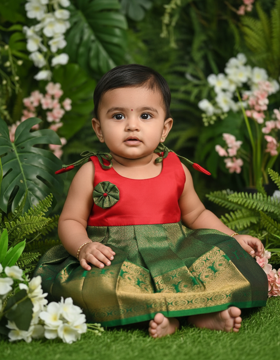 Premium Pure Pattu Frocks | 7 Month To 12 Month Baby's | (Price: 350) | (Batch 1)
