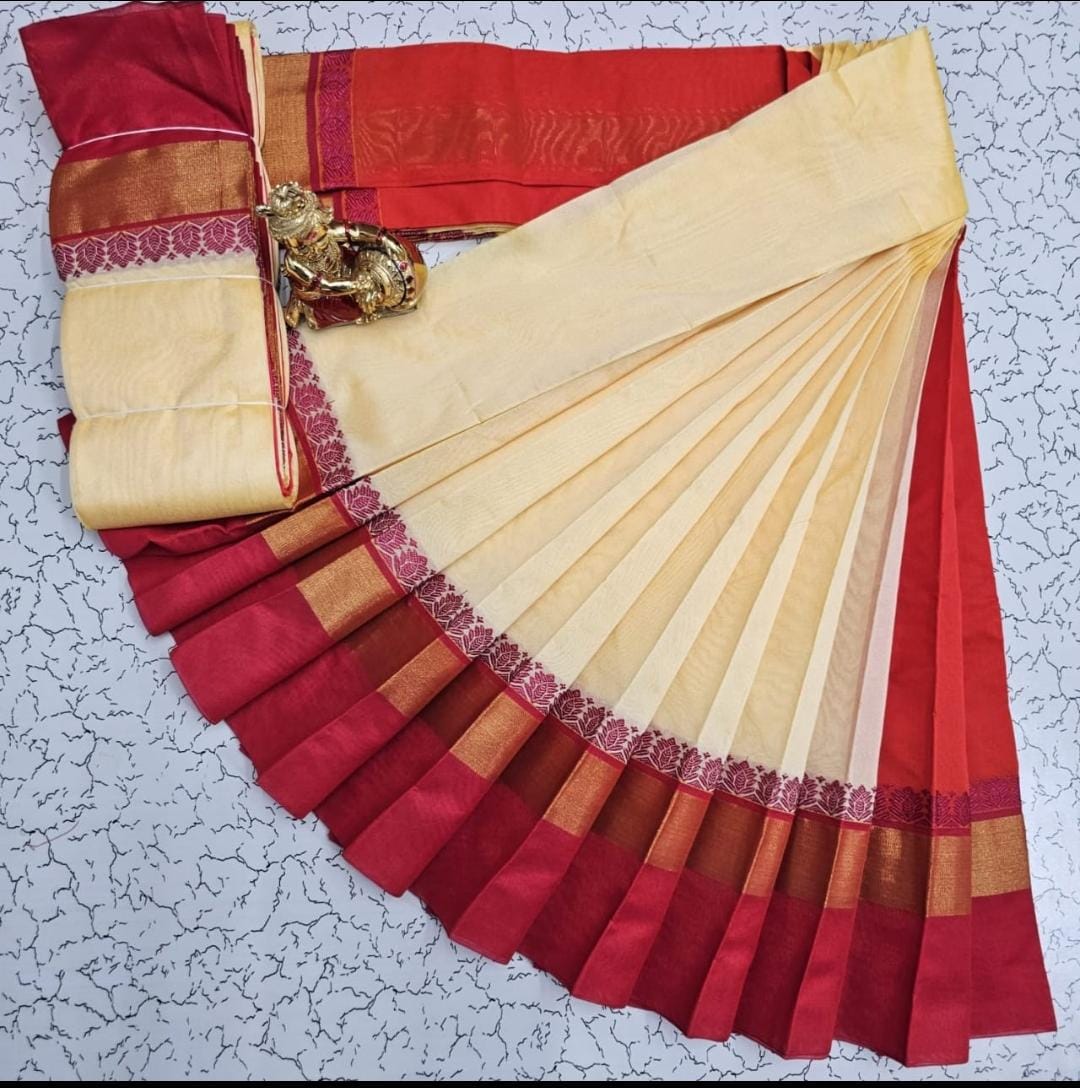 Silk Cotton South Indian Saree – Long Border | Sri Thulir Tex