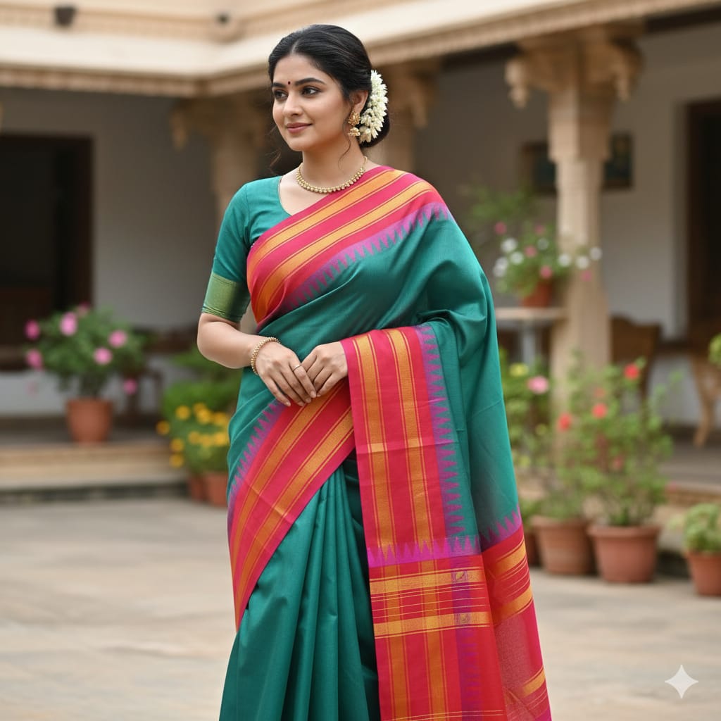 Silk Cotton South Indian Saree – Long Border | Sri Thulir Tex