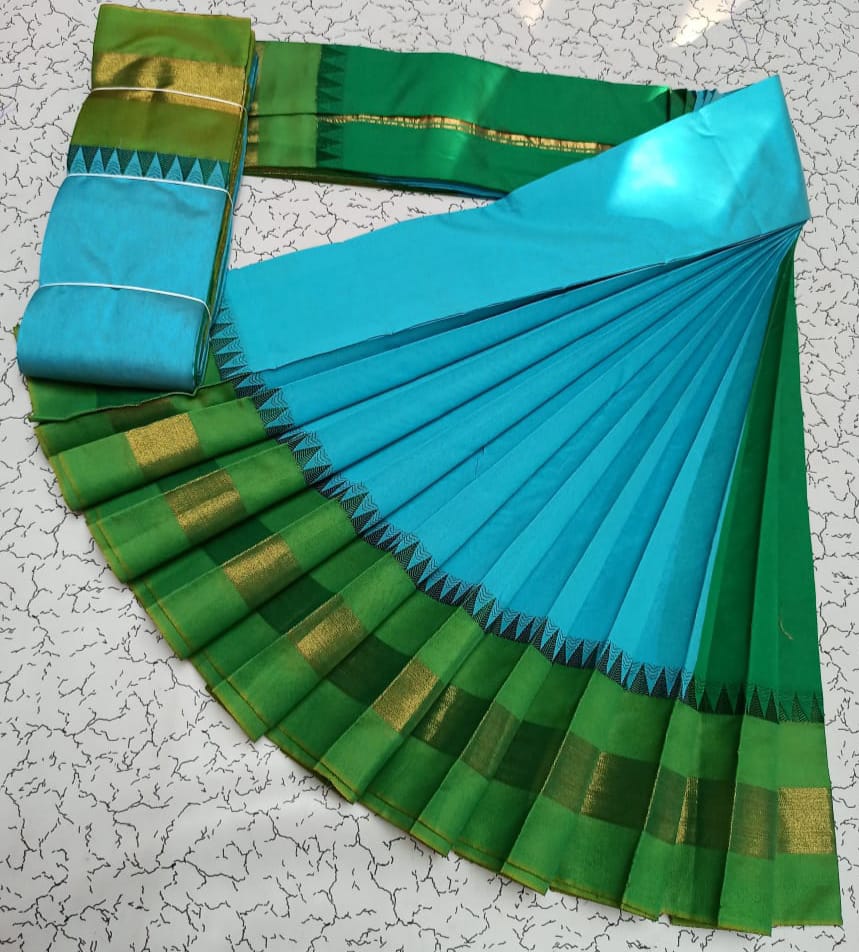 Silk Cotton South Indian Saree – Long Border | Sri Thulir Tex