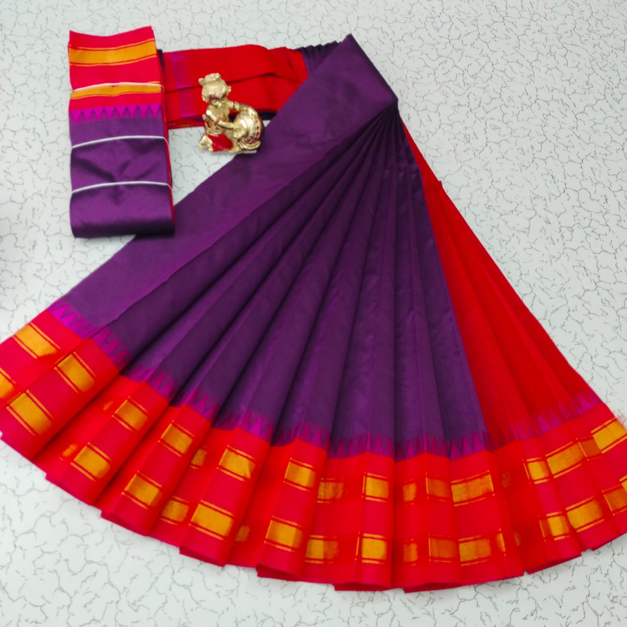 Silk Cotton South Indian Saree – Long Border | Sri Thulir Tex