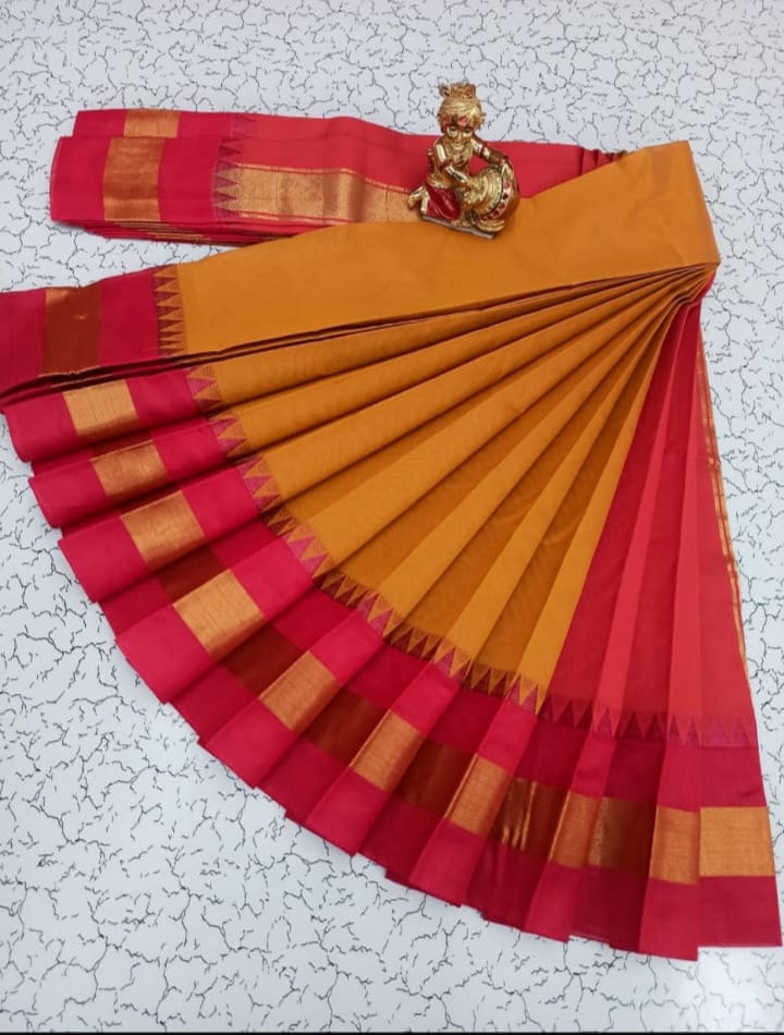 Silk Cotton South Indian Saree – Long Border | Sri Thulir Tex