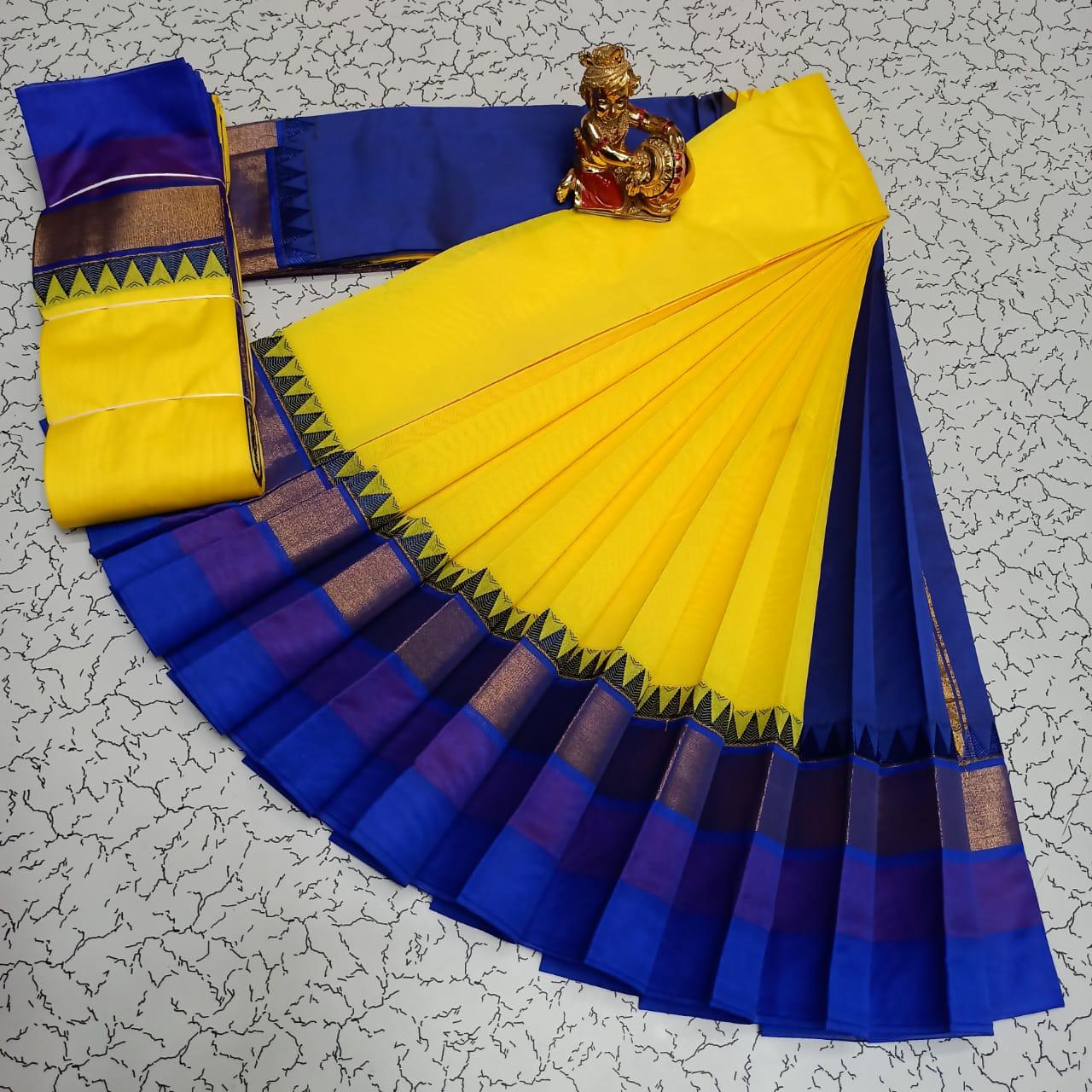 Silk Cotton South Indian Saree – Long Border | Sri Thulir Tex