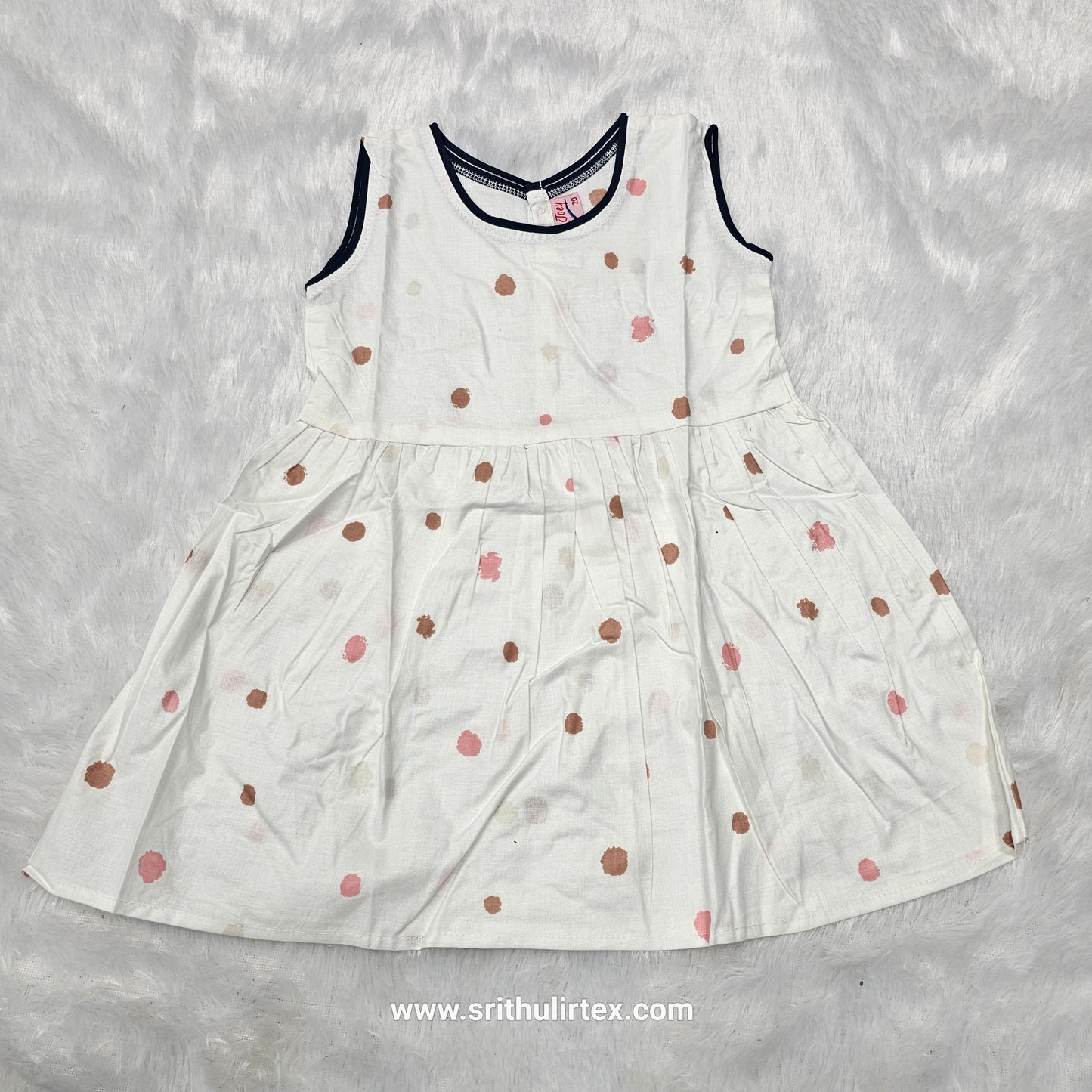 White Cotton Baby Frock – Back Open Button Type | 6 Months to 2 Years | Sri Thulir Tex